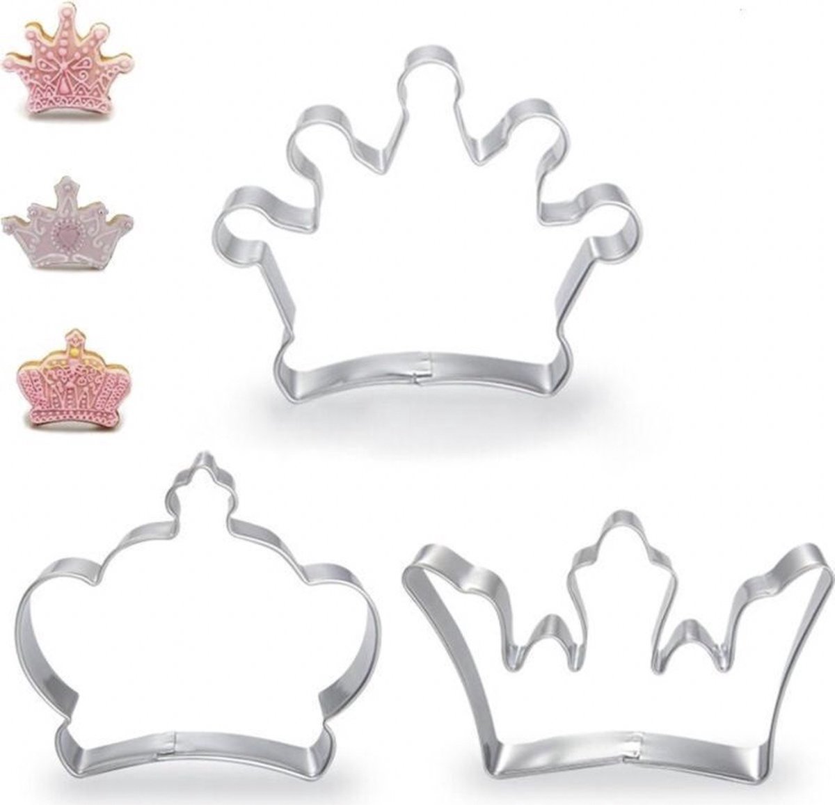 Winkrs | 3x Uitsteekvormpjes Kroon | Bakvorm, cakevorm, koningsdag, prinses, prins