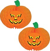 Set van 4x stuks halloween versiering pompoen decoratie 30 cm - Brandvertragend papier