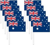 Pakket van 20x stuks bellatio Decorations zwaaivlaggetjes/handvlaggetjes papier Australie 24 cm