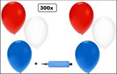 300x Ballons rouge blanc bleu + pompe à ballons - Ballon carnaval Fête du Roi Hollande Coupe du monde Pays-Bas party anniversaire pays hélium air thème