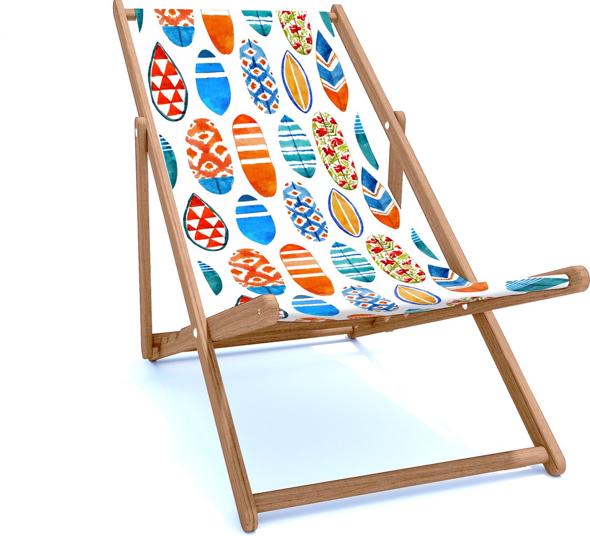 Holtaz Strandstoel Hout Inklapbaar Comfortabele Zonnebed Ligbed met verstelbare Lighoogte houten frame met stoffen Surfing