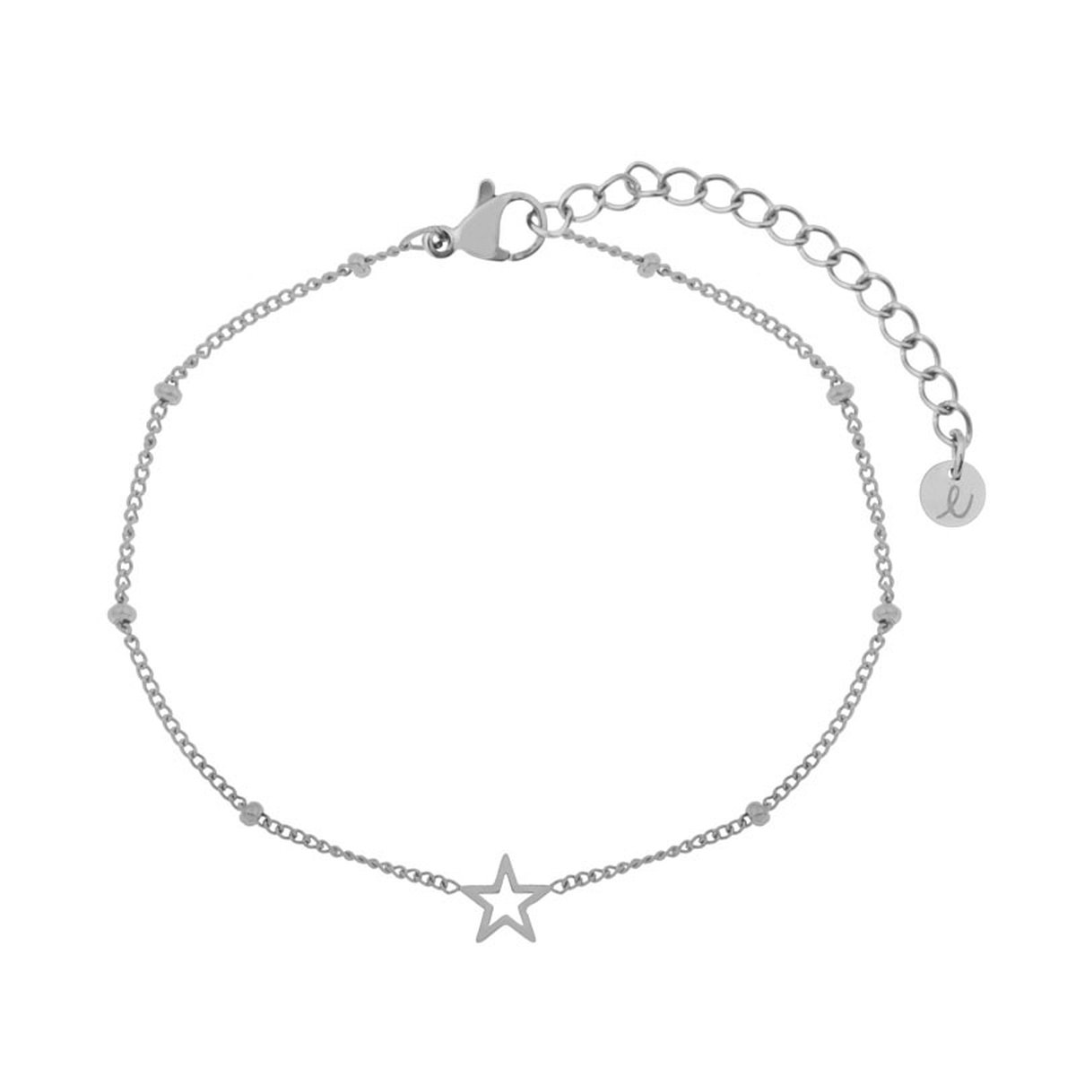 Armband om te delen open sterretje - Volwassenen - Zilver - Stainless steel (verkleurt niet) - Verlengkettinkje