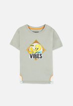 Looney Tunes - Tweety - Good Vibes Kinder T-shirt - Kids 110/116 - Grijs