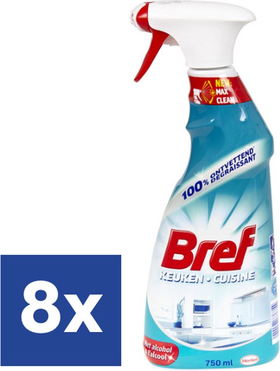 Bref Spray nettoyant pour cuisine - 8 x 750 ml - Value Pack | bol