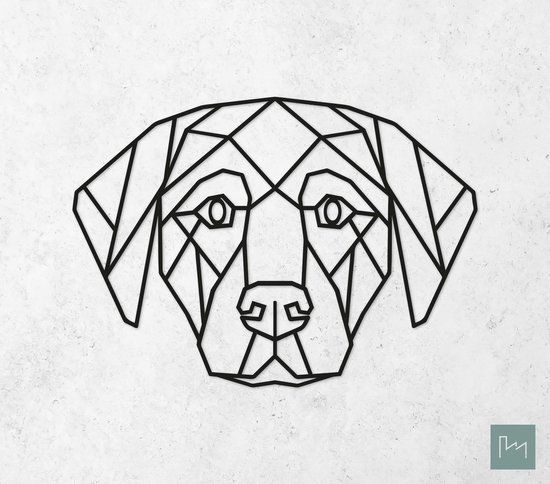 Laserfabrique Wanddecoratie - Geometrische Hond Labrador Retriever - Medium - Zwart - Geometrische dieren en vormen - Houten dieren - Muurdecoratie - Line art - Wall art