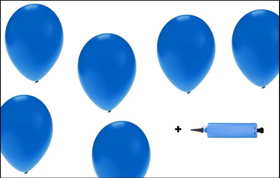 200x Ballonnen blauw + ballonpomp - Ballon carnaval festival feest party verjaardag landen helium lucht thema