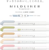 Zebra Mildliner Double Sided Highlighter - 2022 New Natural Colors Set van 5 + GRATIS Zebra Two Sided Brush Pen