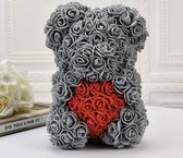 Grijze Teddybeer met Rode Hart/ Valentijnsdag /Moederdag /Verjaardag/ grijze beer/ bloemen beer / teddy beer