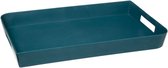 Dienblad/serveerblad rechthoekig 45 x 30 cm petrol blauw met handvaten - Serveerbladen, dienbladen & keukenbenodigdheden