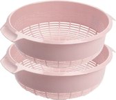 PlasticForte set van 2x stuks kunststof keuken vergieten van 27 x 10 cm in de kleur oud roze - keuken accessoires