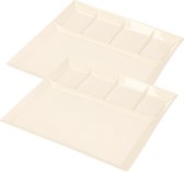 Svenska Living set van 4x stuks fondueborden/gourmetborden 5-vaks wit aardewerk 24 cm
