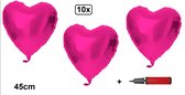 10x Ballon aluminium coeur Pink 45cm + pompe à ballon - ballon aluminium fête thème mariage saint valentin festival coeurs