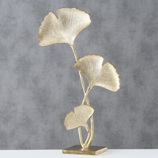 Decoratie - Staand object - Ginkgo - Bladderen - Goud - 67x38x17 - Aluminium - Vensterbank