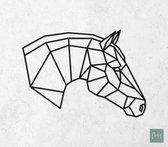 Laserfabrique Wanddecoratie - Geometrische Paard - Medium - Zwart - Geometrische dieren en vormen - Houten dieren - Muurdecoratie - Line art - Wall art