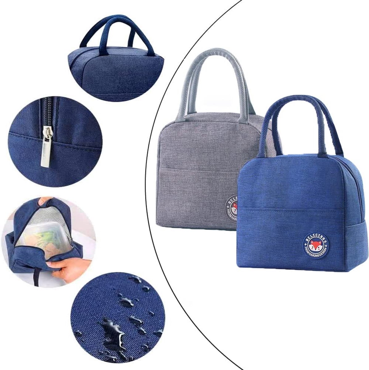 Lunchtas – Geïsoleerde lunchtas – Handig lunctas voor werk en school – compact lunchtas