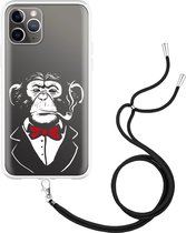 iPhone 11 Pro Hoesje met Koord Chimp Smoking - Designed by Cazy