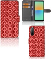 Smartphone Hoesje Sony Xperia 10 IV Wallet Book Case Batik Red