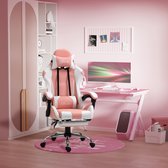 Vinsetto Chaise de jeu chaise d'ordinateur avec appuie-tête réglable ergonomique PVC rose + blanc 921-450