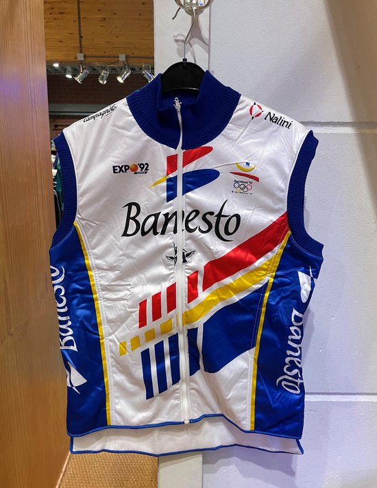 Banesto - Veste de cyclisme Vintage - manches courtes - polaire - taille L