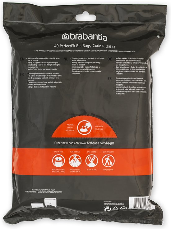 Sacs poubelles Brabantia PerfectFit - 36 l - Code R - 40 pièces | bol.com