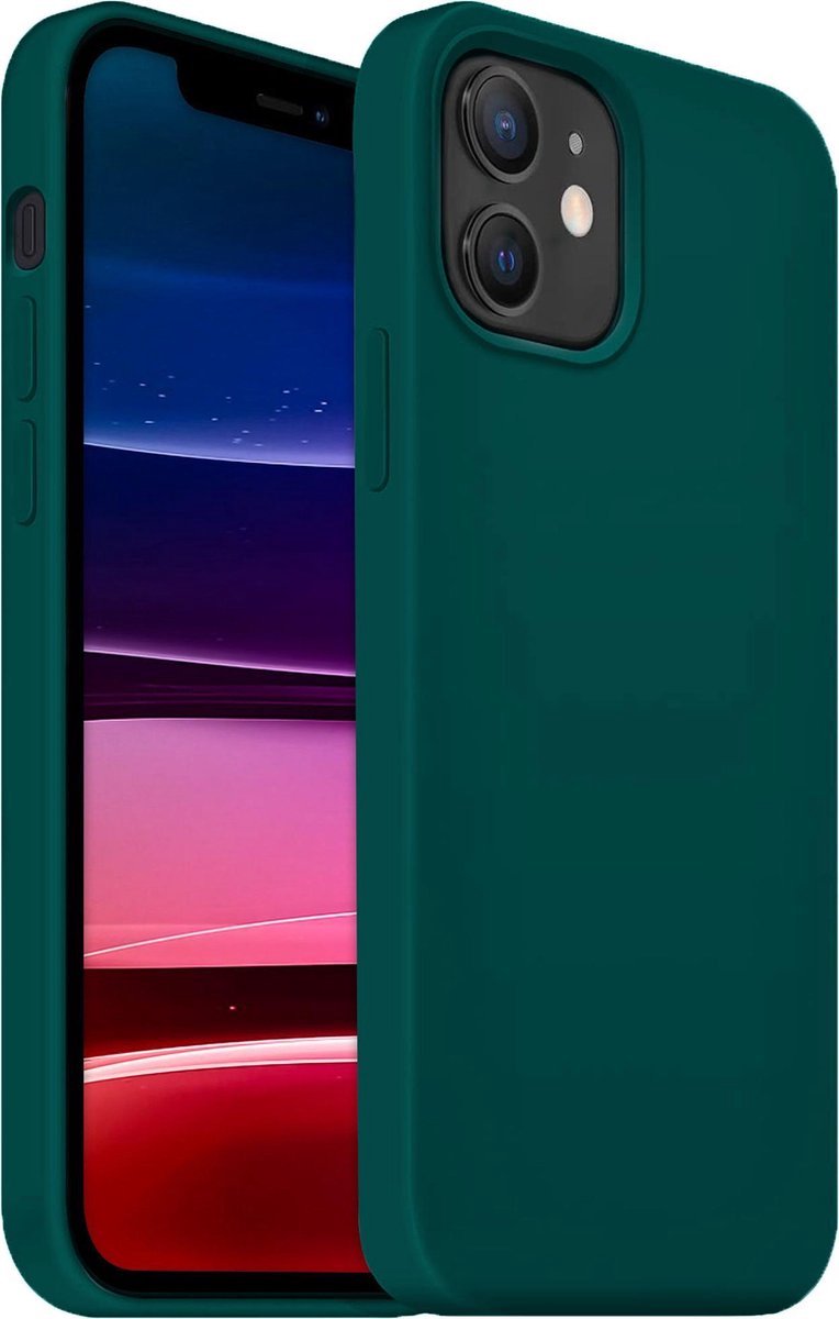 Iphone 12 PRO MAX case - telefoonhoesje - Luxe siliconen - luxe soft case - DONKER GROEN