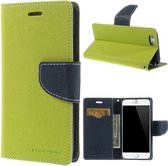 Mercury Goospery origine Mercury Goospery Green Wallet Bookcase hoesje iPhone 6 6s en cuir - portefeuille