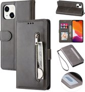 Luxe Telefoonhoesje voor Apple iPhone 14 | Hoogwaardig Leren Bookcase | Lederen Wallet Case | Pasjeshouder | Grijs