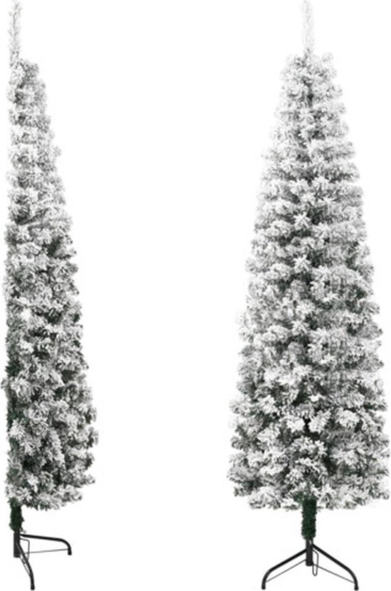vidaXL Kunstkerstboom half met sneeuw smal 120 cm
