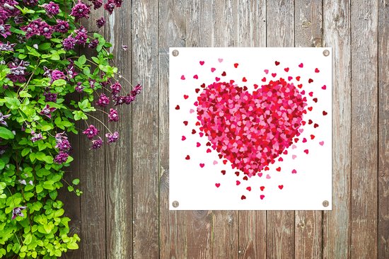 Une illustration d'un coeur entouré de coeurs affiche de jardin 50x50 cm - petit - Toile de jardin / Toile d'extérieur / Peintures d'extérieur (décoration de jardin)