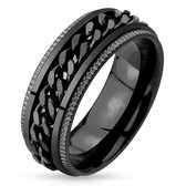 Ring Heren - Ringen Mannen - Zwarte Ring - Heren Ring - Ring - Ringen - Ring Mannen - Mannen Ring - Herenring - Zwart - Met Uniek Schakelmotief - Groov