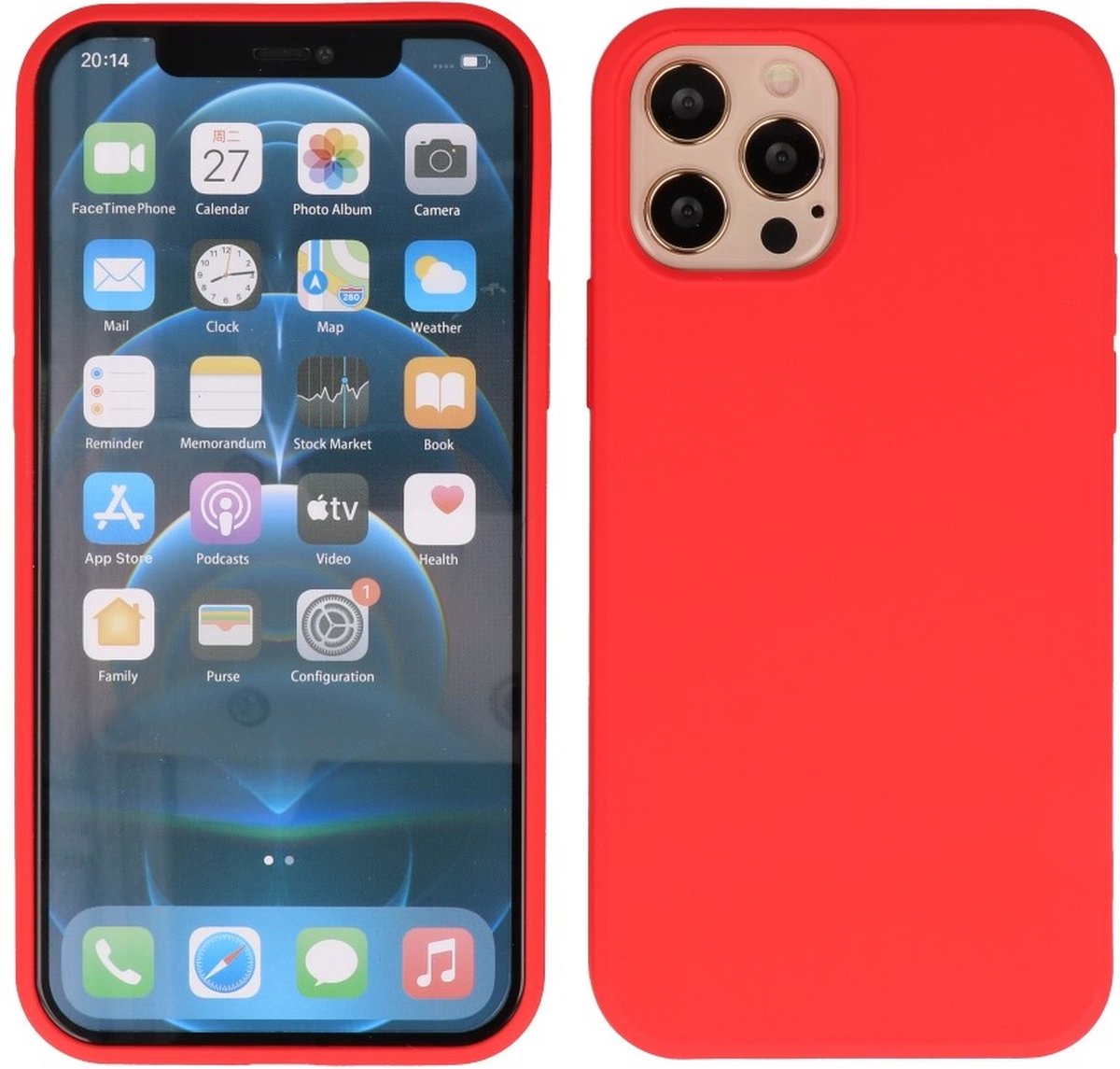 Hoesje 2.0mm Dikke Siliconen Back Cover Kleur Rood geschikt voor Iphone 12 Pro Max