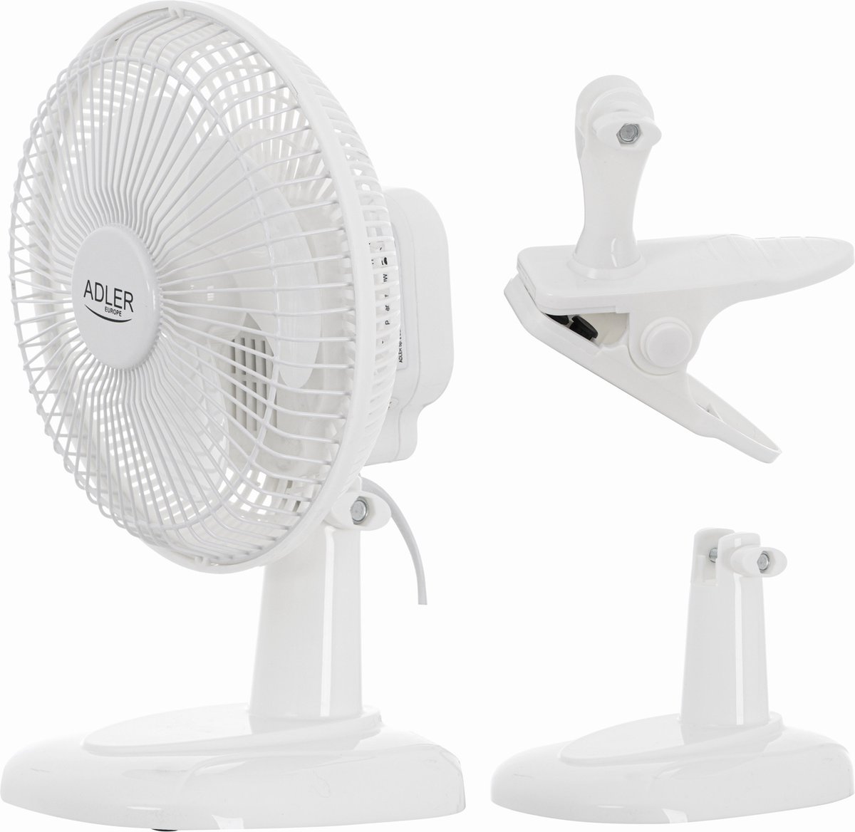 Tafelventilator - Bureauventilator wit – Kantelbaar Ventilator staand – Compacte Bureau ventilator - 6 inch/15 cm diameter - instelbaar - 30W – 2 standen – stil en zuinig 46Db max