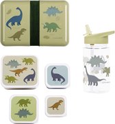 Coffret rentrée scolaire - Gourde / 4 Boîtes goûter / Lunch box - Dinosaurus - A Little lovely company
