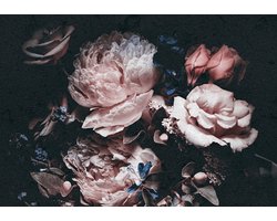 Fotobehangkoning - Fotobehang - Bloemen - Boeket - Pioenrozen - Rozen - Bloemboeket - Behang - 152,5 x 104 cm - Vliesbehang