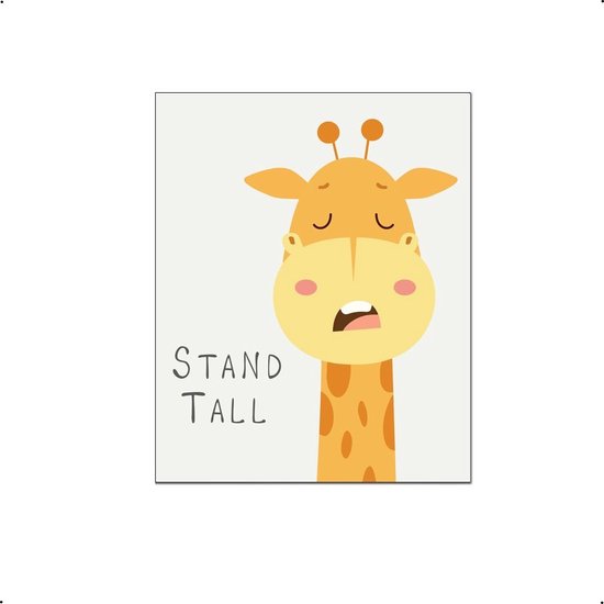 PosterDump - Giraffe met motivatie tekst stand tall - Baby / kinderkamer poster - Dieren poster - 70x50cm