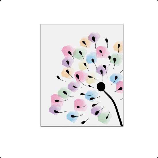 PosterDump - Gekleurde paardenbloem in de wind - Baby / kinderkamer poster - bloemen poster - 30x21cm / A4