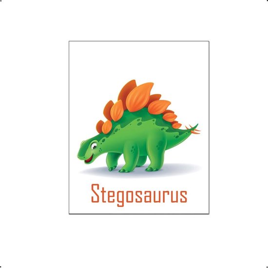 PosterDump - Dinosaurus stegosaurus lieve dino met naam - Baby / kinderkamer poster - Dieren poster - 50x40cm