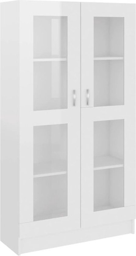 Vitrine vidaXL - 82,5 x 30,5 x 150 cm - Wit brillant - Vitrines - Armoire en bois - Armoire Witte - Espace de rangement