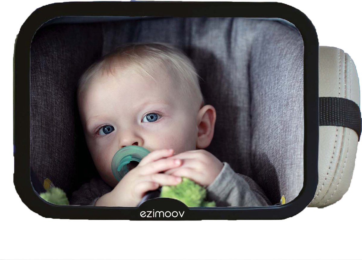 EZI MIRROR SQUARE - Eco friendly - Grote - Spiegel voor in de auto - baby - extra groot - licht gebogen - achterbank - kind zien - verstelbaar - duurzaam