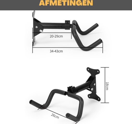 Porte-vélos W&Z WallMount - Support de suspension - Support mural vélo - Support vélo - Gain de place - Pour différents types de vélos