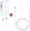 USB Oplader - Snellader met Geschikt voor: USB-C Kabel 1 Meter geschikt voor: Samsung Galaxy S24 S23 S22 S20 Ultra Plus / FE / Lite / A70 / A50 / A11 / A12 / A51 / A41 / A21S / A20s / Oppo / Motorola / Nokia / Huawei - Oplaadkabel en Adapter