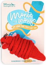 Mimis Daughters Monte De Muis - Kattenspeelgoed - 100% Viltwol - 2 Meter lange staart - 10 cm - Rood