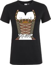 Dames T-shirt Dirndl | Oktoberfest dames heren | Tiroler outfit | Carnavalskleding dames heren | Zwart dames | maat XL