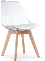 MARK - Chaise de salle à manger - piètement en bois - lot de 4 - transparent