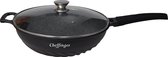 Cheffinger Wokpan XL met Deksel - 32cm - Zwart Cheffinger Wokpan XL met Deksel - 32cm - Zwart