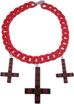 Ripper Merchandise LTD - KF - Rode ketting met zwarte petruskruizen