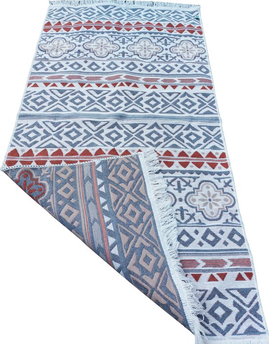 Tapis en Katoen 80x300 cm - Kilim Classique - Tapis de cuisine - Tapis de passage