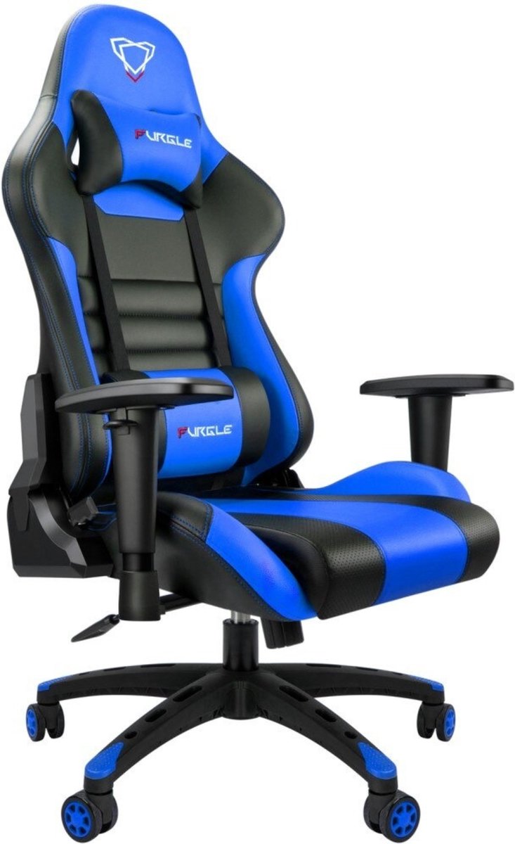 MCI Furgle Ergonomische bureaustoel - Gamestoel - Comfortabele Bureaustoel - Verstelbare Armleuningen - Voetsteun - Blauw
