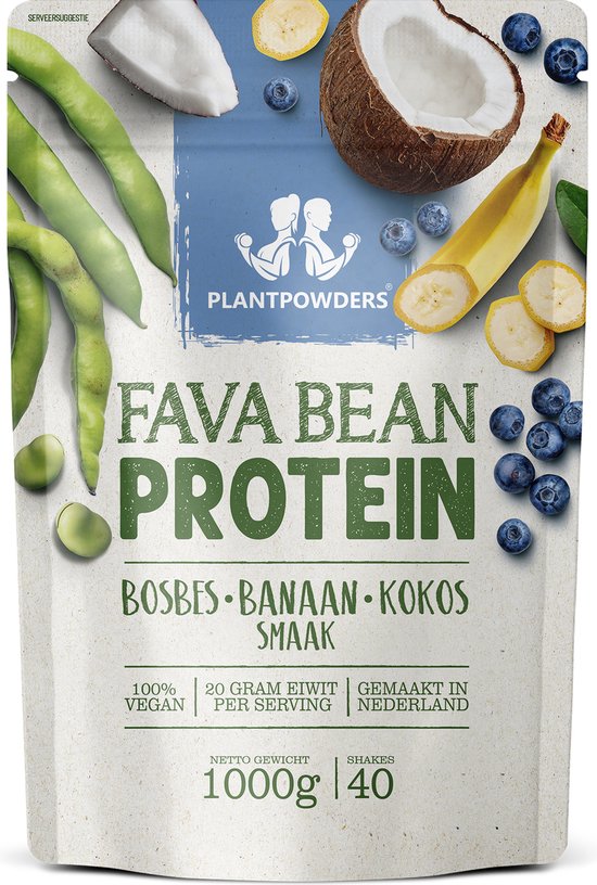 Plantpowders - Plantaardige Eiwitshake - Proteïne Poeder - Eiwitpoeder - Vegan Proteïne Shake - Bosbes/Banaan/Kokos - 1000 gram (40 shakes)
