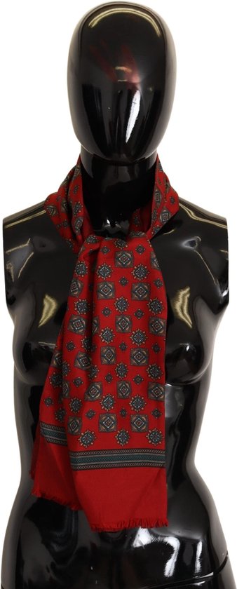 Dolce & Gabbana - Red Patterned 100% Silk Wrap Women Shawl Scarf